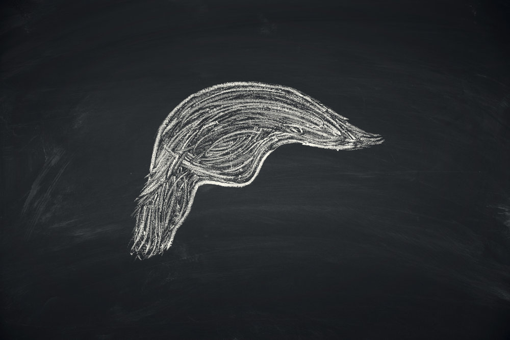 Photo of chalk drawing of Trump's hair.